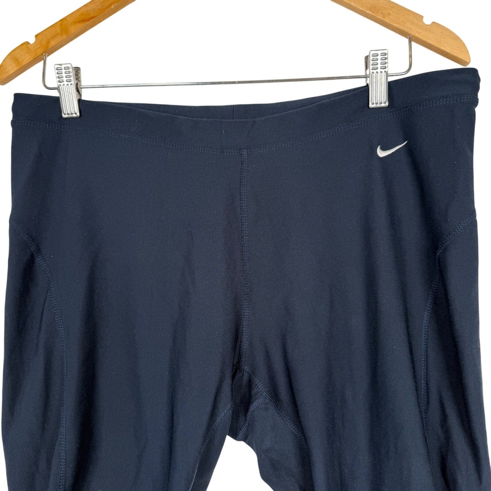 Nike Tech Tight Dri-FIT Running Capri Women L Black Crop Mesh‎ Pocket Tights
